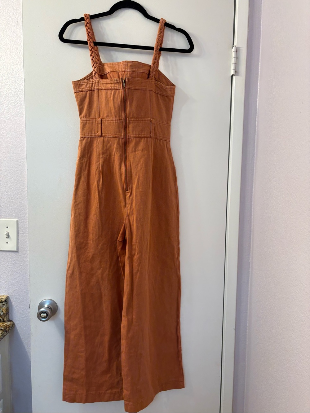 Storia Small Braided Strap Button-Front Rust Jumpsuit PTP 16 NWOT - Picture 6 of 9